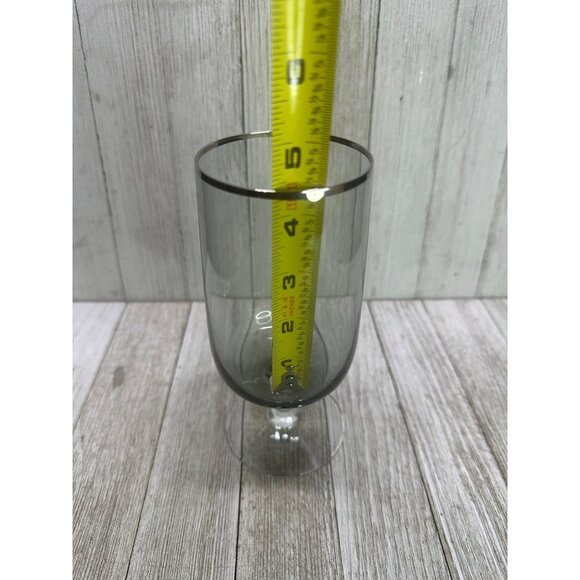 Vintage Fostoria Cherish Water Goblets Smoke Gray Platinum Trim 6.5" - Set of 3 - Picture 6 of 7